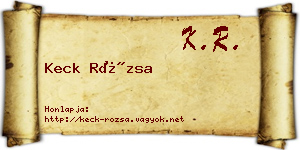 Keck Rózsa névjegykártya